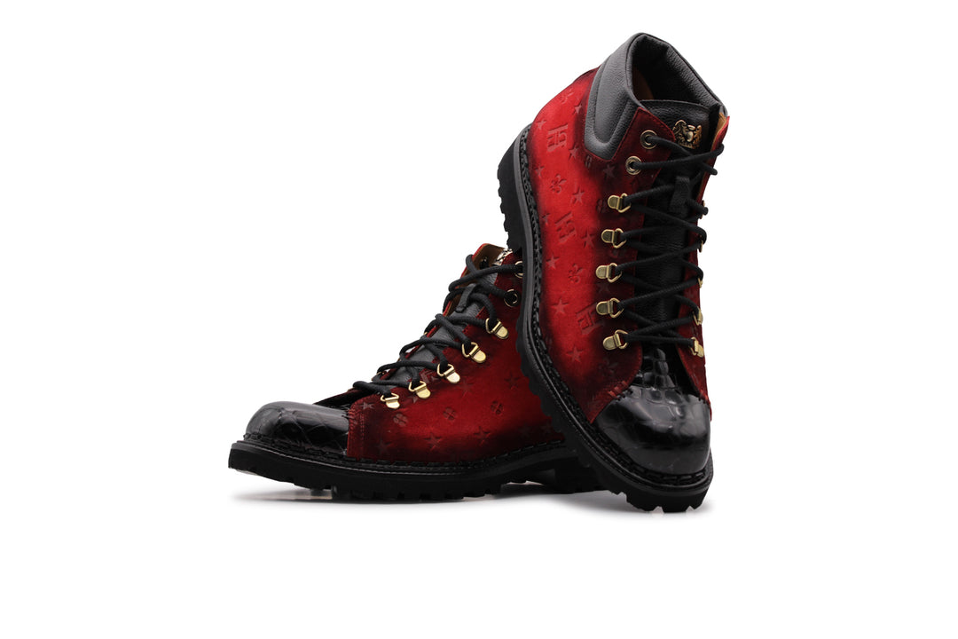 Polacchino in pelle scamosciata effetto coccodrillo