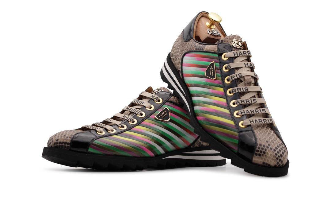 Limited Edition sneakers in python and multicolor stripes