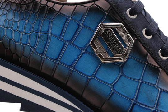 Sneakers with crocodile effect and suede