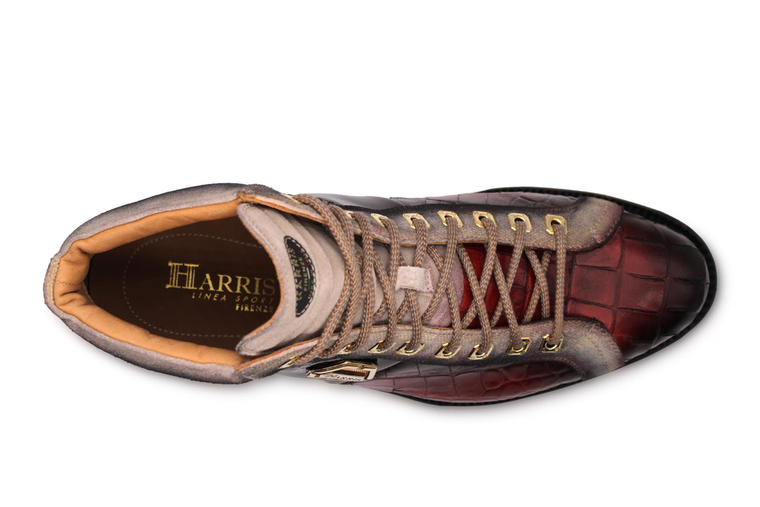 Crocodile effect leather ankle boot