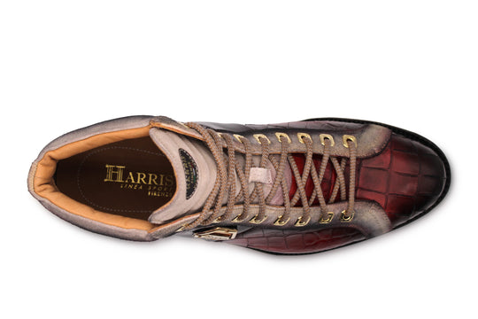 Crocodile effect leather ankle boot