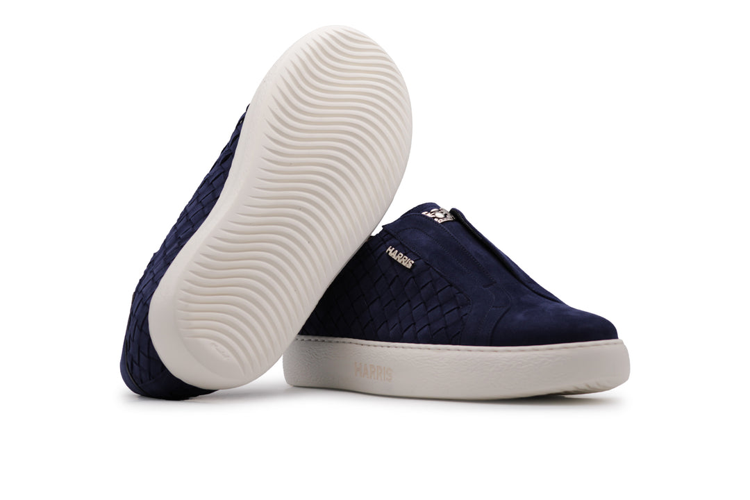 Woven leather slip-on sneakers
