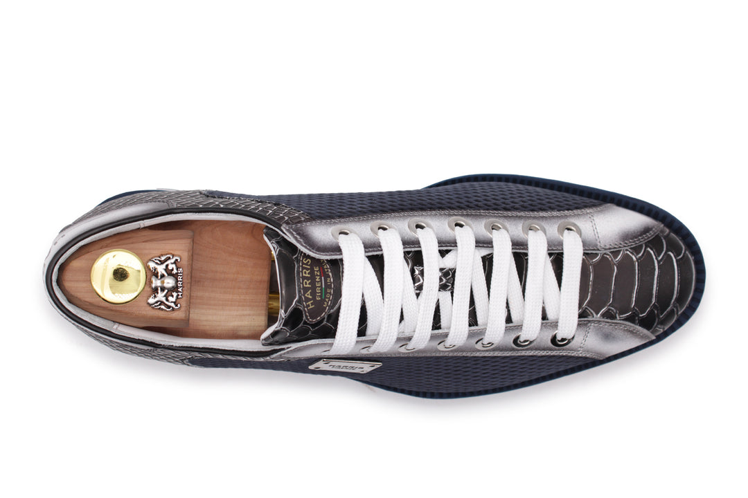 Python effect and perforated sneakers