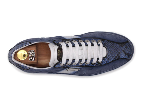 Sneakers in suede stampato e dettagli in pitone