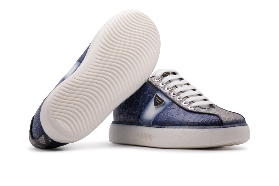 Sneakers mit Krokodil- und echtem Python-Effekt