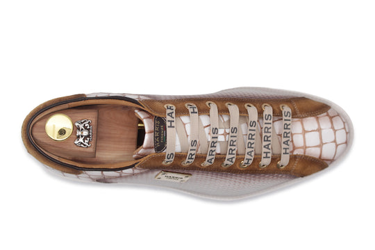 Sneakers effetto coccodrillo e traforato