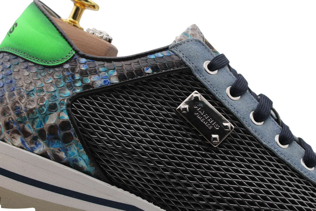 Sneakers in pelle stampata e pitone