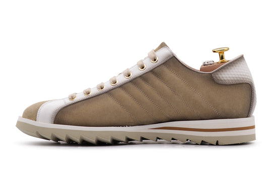 Sneakers in suede e pelle sfumata Beige