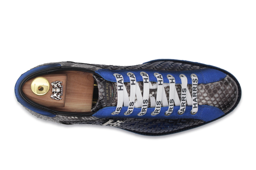 Sneaker in pelle intrecciata e pitone