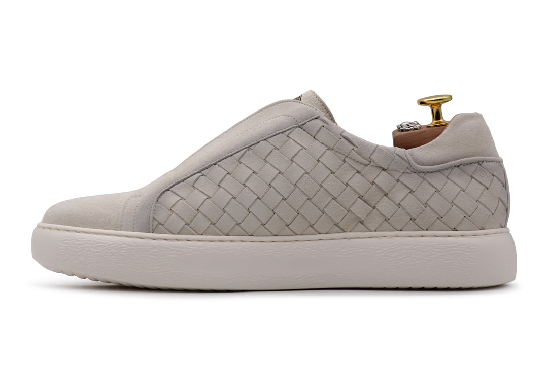 Woven leather slip-on sneakers