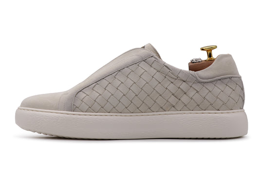 Woven leather slip-on sneakers