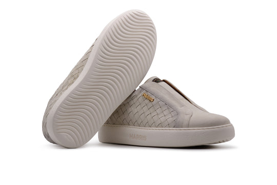 Woven leather slip-on sneakers