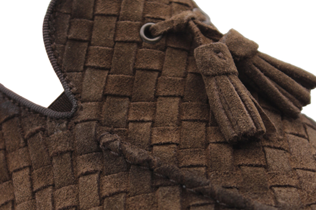 Woven suede moccasin