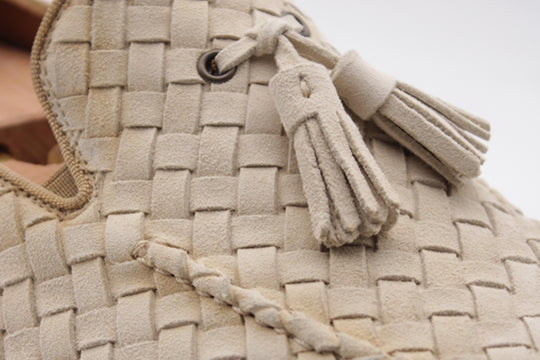 Woven suede moccasin
