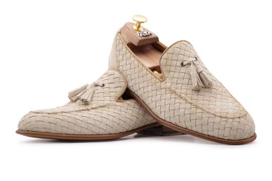 Woven suede moccasin