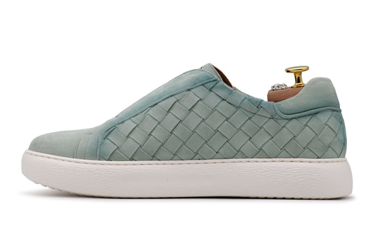 Sneakers slipon in pelle intrecciata