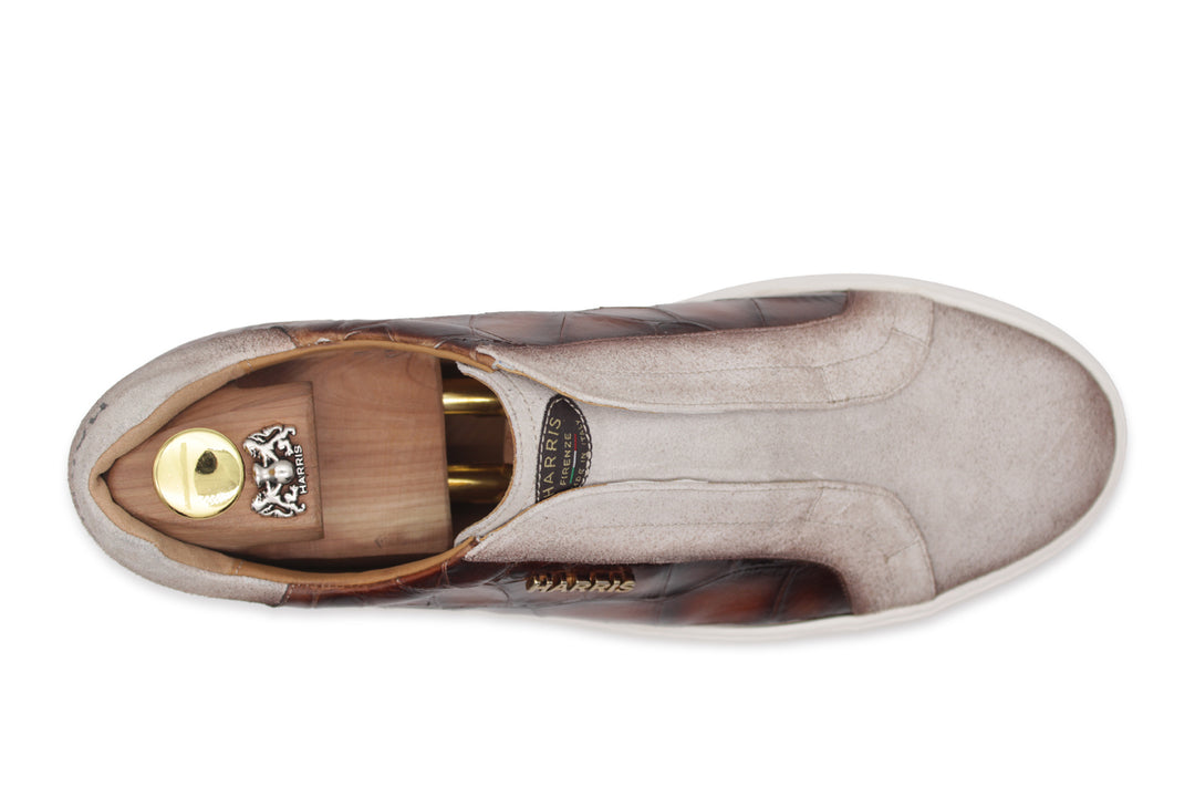 Sneakers slipon effetto coccodrillo Marrone