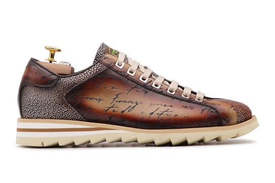 Sneakers in pelle dipinta a mano Signature