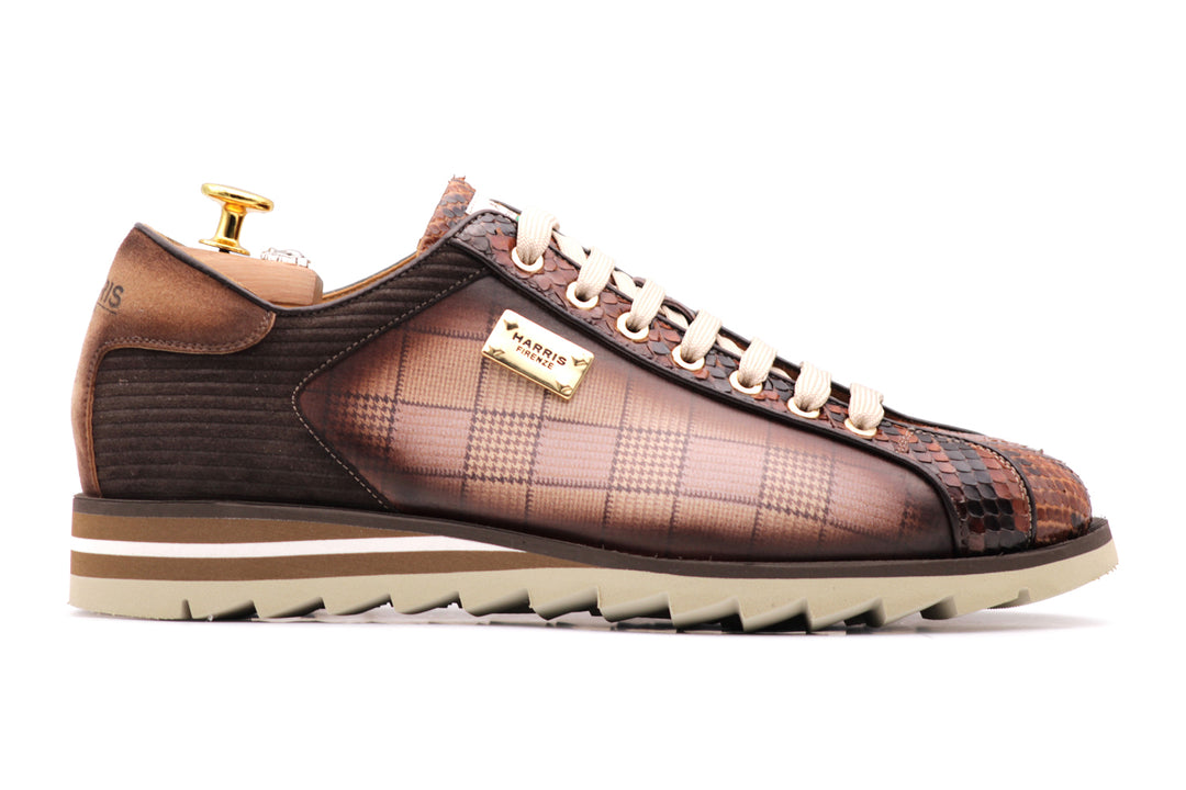 2817 Zapatillas Tweed y Pitón – Marrón