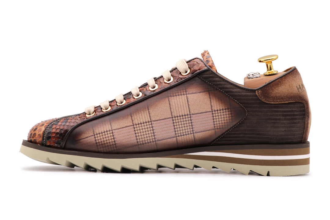 2817 Zapatillas Tweed y Pitón – Marrón