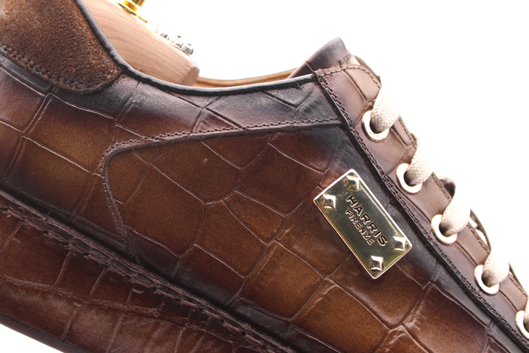 2817 Baskets Effet Crocodile – Marron