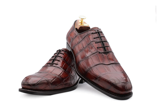 Hand-painted and shaded premium leather lace-up shoes