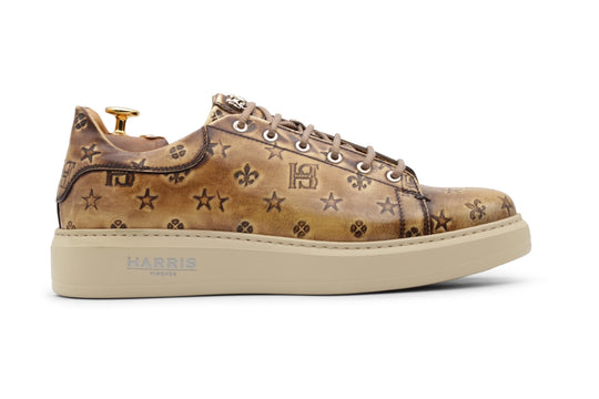 Ledersneaker mit Vintage-Print