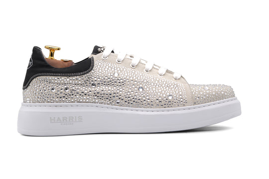 Low-top sneakers embellished with fine crystals