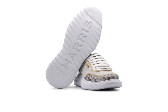 Leather sneaker with crocodile print